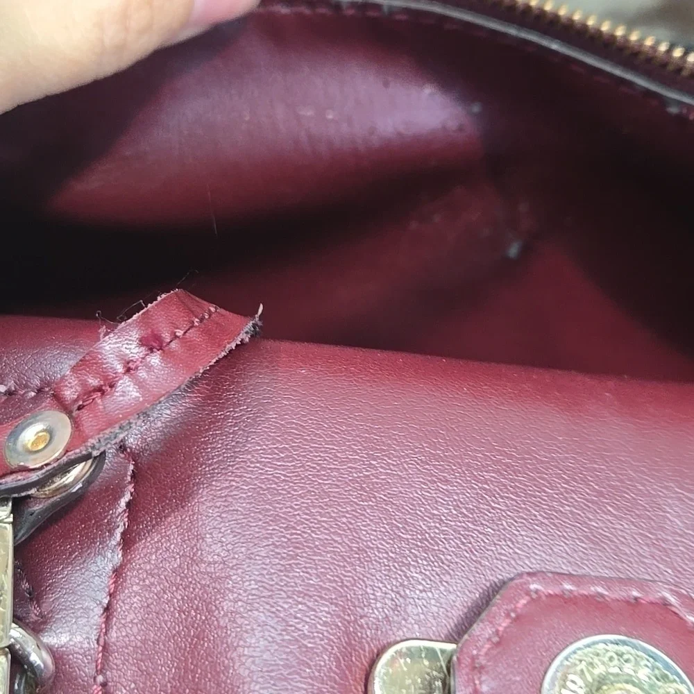 Michael Kors Women Burgundy Leather Tote Bag Crossbody Tote